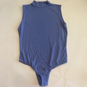 Gianni Bini Women’s Bodysuit Mock Neck Blue Size Medium Sleeveless (A0135)